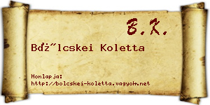 Bölcskei Koletta névjegykártya